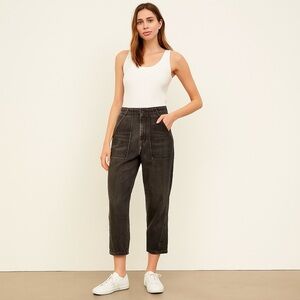 Vince 25 High Rise Cropped Tapered Women’s Black Jeans Deep Patch Pockets